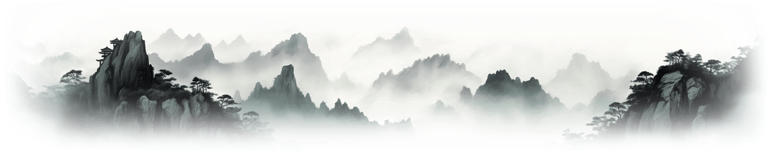 Serene view of mountains shrouded in mist